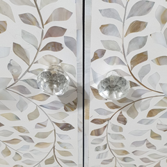 Mother of Pearl Inlay Modish Solid Wood Floral Pattern Sideboard C50