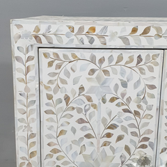 Mother of Pearl Inlay Modish Solid Wood Floral Pattern Sideboard C50