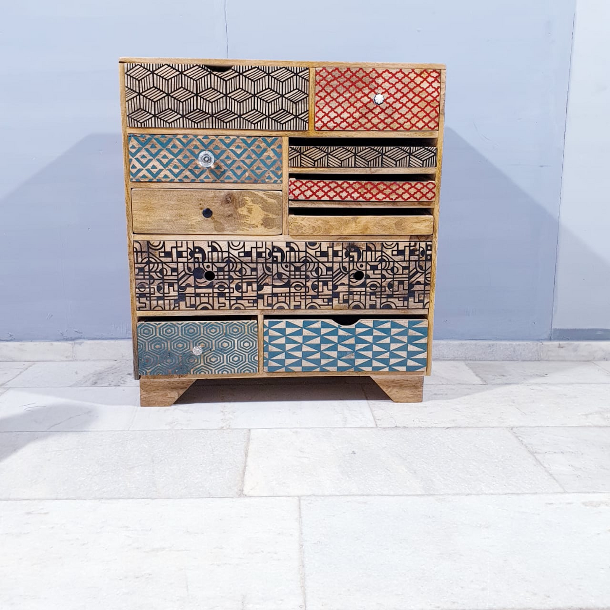 Vivid Screen Contemporary Mango Wood Tallboy Chest of Drawers D56