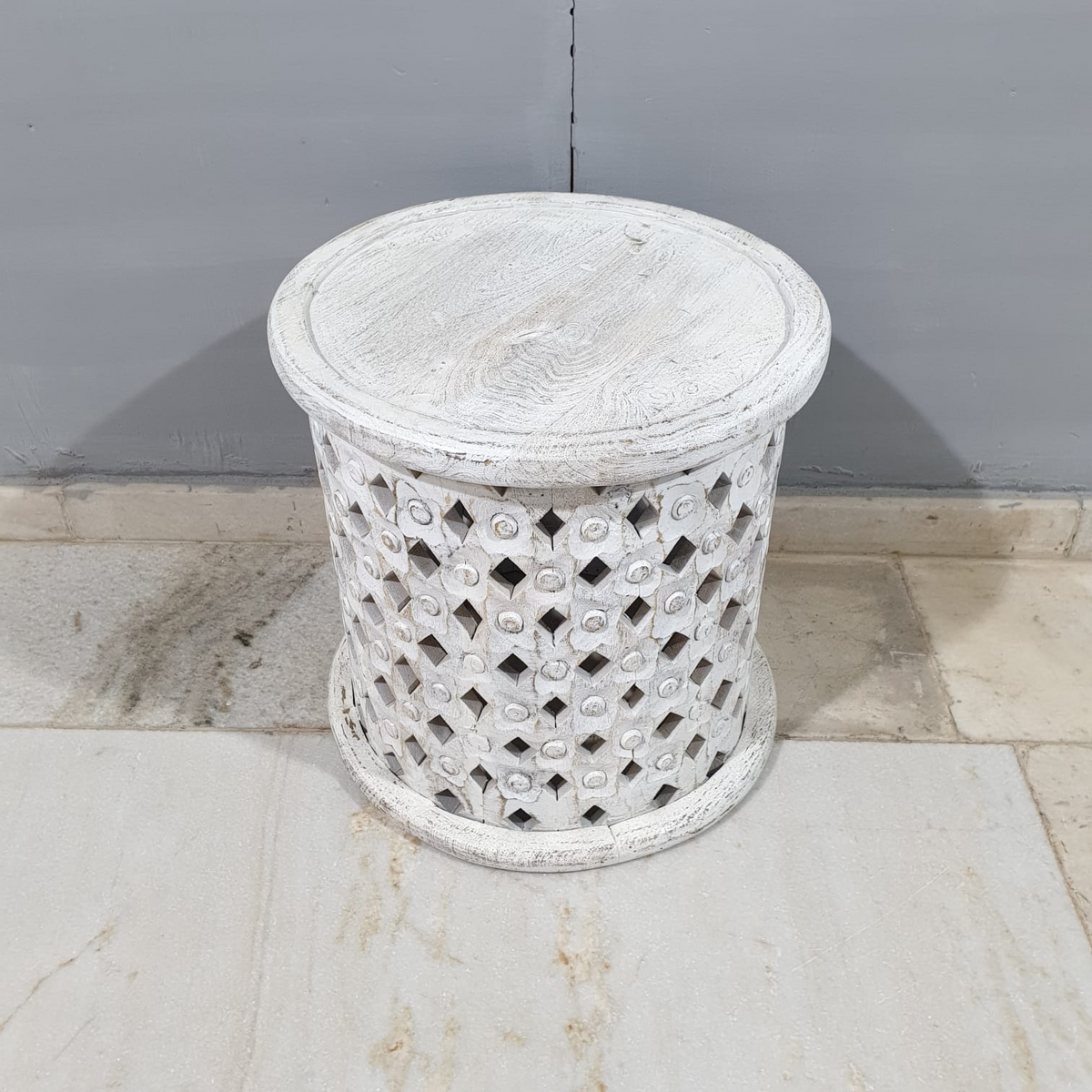 Bristol Bamileke Hand Carved Indian Solid Wood Round Coffee Table C97