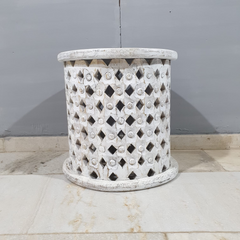 Bristol Bamileke Hand Carved Indian Solid Wood Round Coffee Table C97