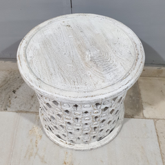 Bristol Bamileke Hand Carved Indian Solid Wood Round Coffee Table C97