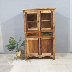 Rustica Reclaimed Timber Glass Cabinet Cupboard D119