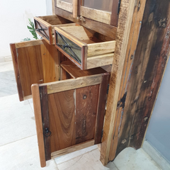 Rustica Reclaimed Timber Glass Cabinet Cupboard D119