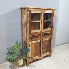Rustica Reclaimed Timber Glass Cabinet Cupboard D119