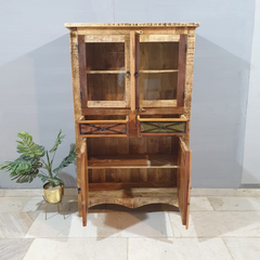 Rustica Reclaimed Timber Glass Cabinet Cupboard D119