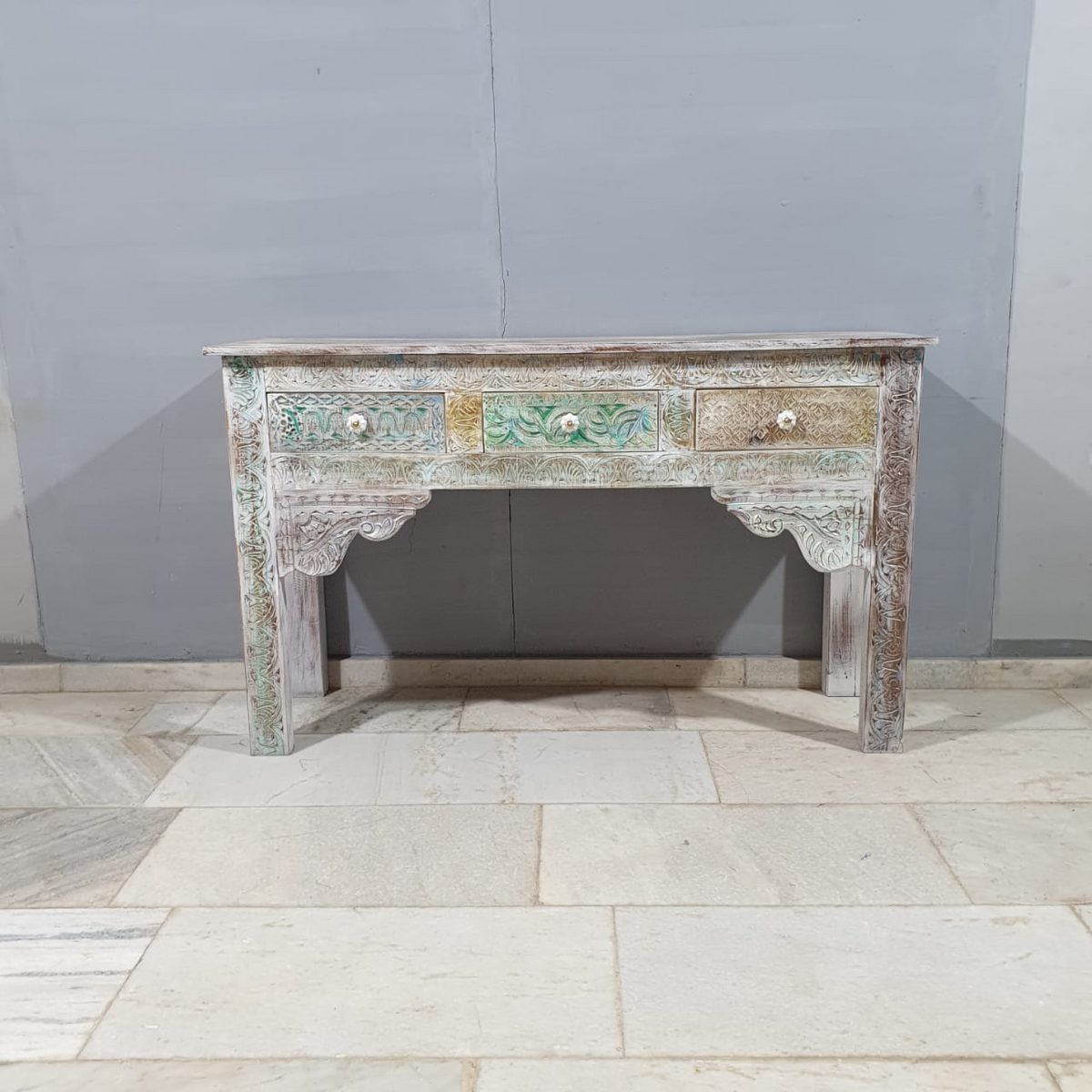 Hand Carved Solid Hard Wood Console Table Hall Table Multicolour54