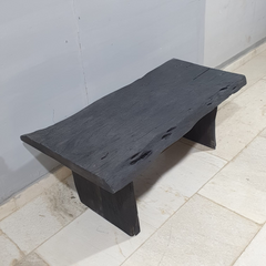 Hand Carved Sandblasted Solid Wood Coffee Table Black C98