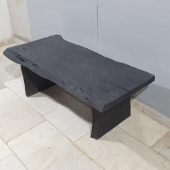Hand Carved Sandblasted Solid Wood Coffee Table Black C98