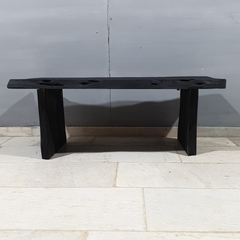 Hand Carved Sandblasted Solid Wood Coffee Table Black C98