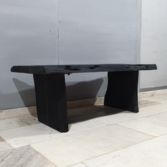 Hand Carved Sandblasted Solid Wood Coffee Table Black C98