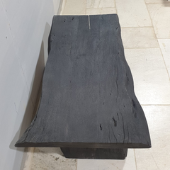 Hand Carved Sandblasted Solid Wood Coffee Table Black C98