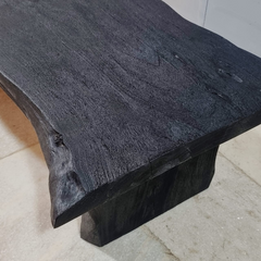 Hand Carved Sandblasted Solid Wood Coffee Table Black C98