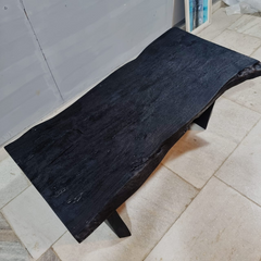 Hand Carved Sandblasted Solid Wood Coffee Table Black C98