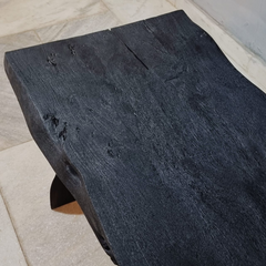 Hand Carved Sandblasted Solid Wood Coffee Table Black C98