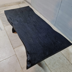 Hand Carved Sandblasted Solid Wood Coffee Table Black C98
