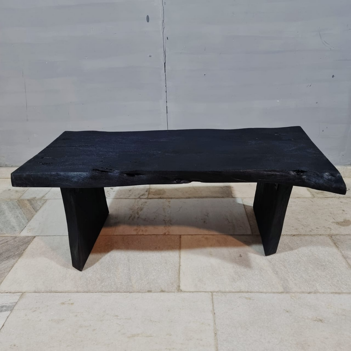 Hand Carved Sandblasted Solid Wood Coffee Table Black C98