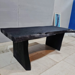 Hand Carved Sandblasted Solid Wood Coffee Table Black C98