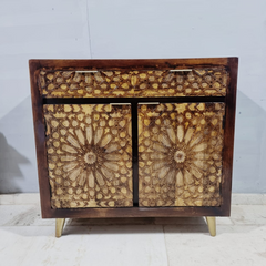 Kraft Bazaar Indian Hand Carved Solid Wood Cabinet D110
