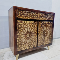 Kraft Bazaar Indian Hand Carved Solid Wood Cabinet D110
