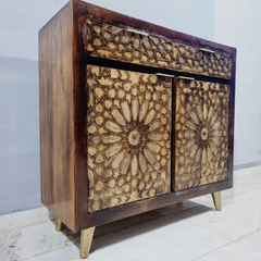 Kraft Bazaar Indian Hand Carved Solid Wood Cabinet D110