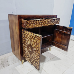 Kraft Bazaar Indian Hand Carved Solid Wood Cabinet D110