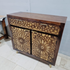 Kraft Bazaar Indian Hand Carved Solid Wood Cabinet D110
