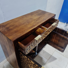 Kraft Bazaar Indian Hand Carved Solid Wood Cabinet D110