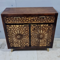Kraft Bazaar Indian Hand Carved Solid Wood Cabinet D110