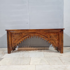Hand Carved Solid Hard Wood Console Table Honey Brown 55