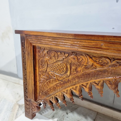 Hand Carved Solid Hard Wood Console Table Honey Brown 55
