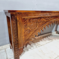 Hand Carved Solid Hard Wood Console Table Honey Brown 55