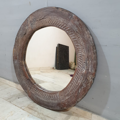 Indian Solid Wood Cart Wheel Mirror Frame 27
