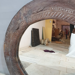 Indian Solid Wood Cart Wheel Mirror Frame 27