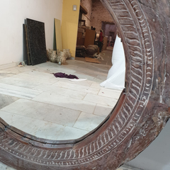Indian Solid Wood Cart Wheel Mirror Frame 27