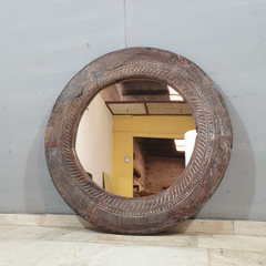 Indian Solid Wood Cart Wheel Mirror Frame 27
