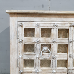 Vintage Hand Carved Mango Wood 2 Door Console Table 57