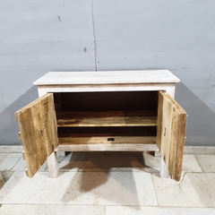 Vintage Hand Carved Mango Wood 2 Door Console Table 57