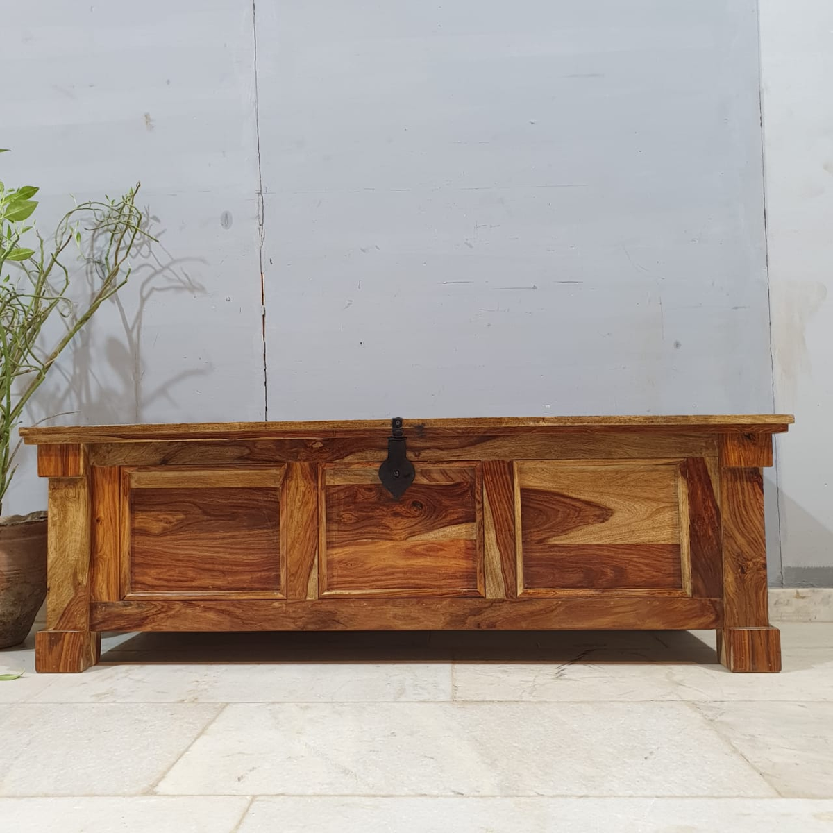 Indian Hand Carved Solid Wood Storage Blanket Box C28