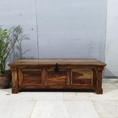 Indian Hand Carved Solid Wood Storage Blanket Box C28