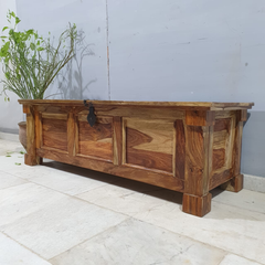 Indian Hand Carved Solid Wood Storage Blanket Box C28