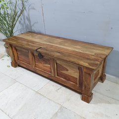 Indian Hand Carved Solid Wood Storage Blanket Box C28