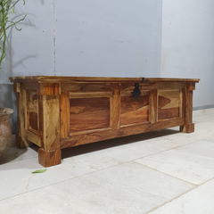 Indian Hand Carved Solid Wood Storage Blanket Box C28