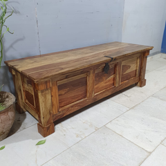 Indian Hand Carved Solid Wood Storage Blanket Box C28