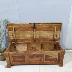 Indian Hand Carved Solid Wood Storage Blanket Box C28