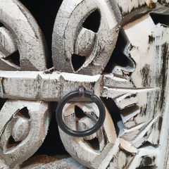 Hand Carved Solid Mango Wood TV Unit Grey & Whitewash 57