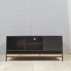Metal Factory Industrial Indian Solid Wood Tv Media Cabinet 58