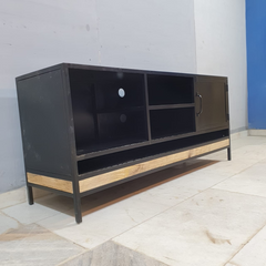 Metal Factory Industrial Indian Solid Wood Tv Media Cabinet 58