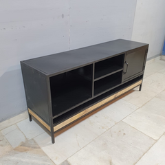 Metal Factory Industrial Indian Solid Wood Tv Media Cabinet 58