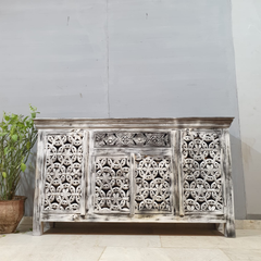 Indian Hand Carved Solid Mango Wood Sideboard C52